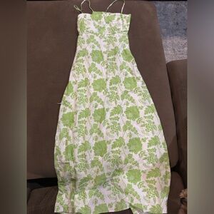 midi green and white patterned dress!